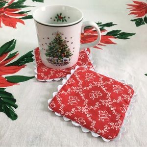 ✨Red Vintage-style Christmas Bells Coasters, set of 2 🔔✨